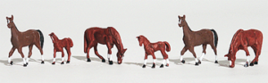 Woodland Scenics Scenic Accents(R) Figures, Chestnut Horses, pkg of 6, HO Scale
