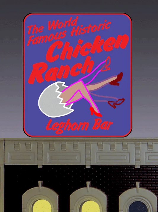 Miller Engineering (33-9050) • Light Works USA • Animated Neon Sign • Chicken Ranch Leghorn Bar • Kit • N Scale