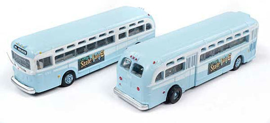 Classic Metal Works, GMC TD 3610 Transit Bus 2-Pack, Mini-Metals, New Jersey State Fair, 2-Pack, Assembled, N Scale