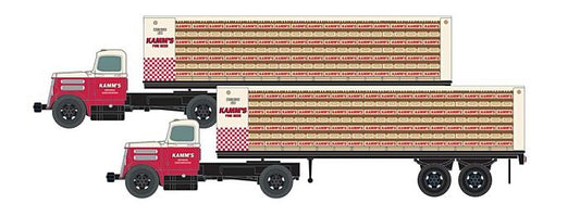 Classic Metal Works, Mini Metals, IH R-190 Tractor, Flatbed Trailer, Load 2-Pack, Kamm’s Beer, N Scale