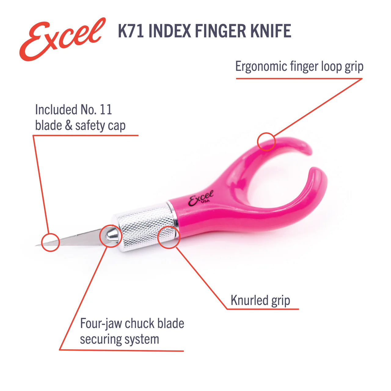 Excel Hobby Blades Corp. (16071) | K71 Index Finger Knife  | Colors Vary | All Scales