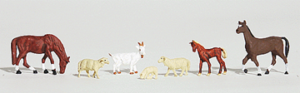 Woodland Scenics Scenic Accents(R) Figures, Livestock, (1 goat, 2 horses, 1 colt, 2 sheep, 1 lamb), HO Scale