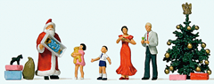 Preiser Kg, Merry Christmas Santa, 4 Figures and Tree, HO Scale