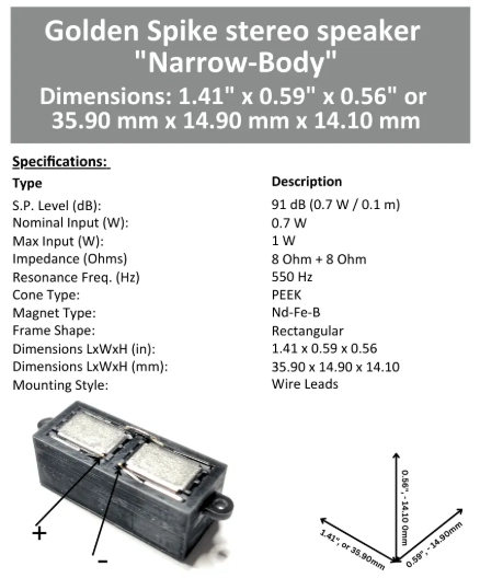 Golden Spike Stereo Speaker "Narrow-Body" 8 Ohm