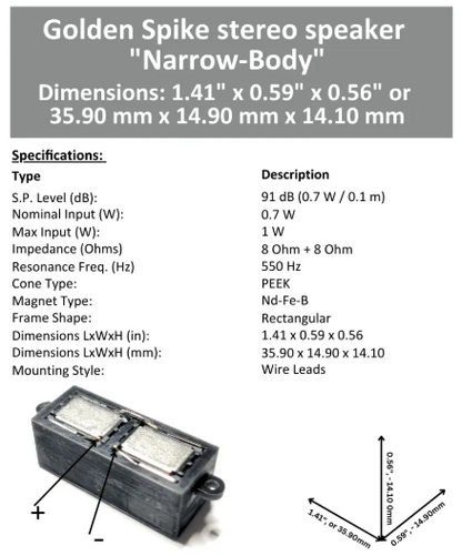 Golden Spike Stereo Speaker "Narrow-Body" 8 Ohm