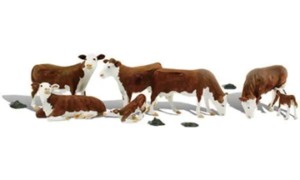 Woodland Scenics Scenic Accents(R) Figures, Hereford Cows, pkg of 7, HO Scale
