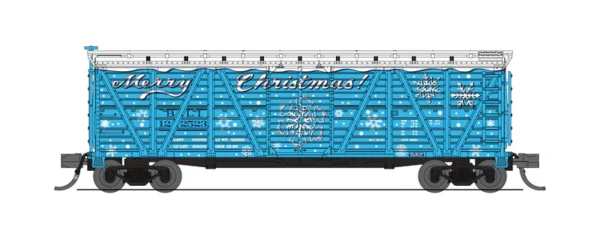 Broadway Limited 2-pack 40' Wood Stock Car, Holiday Season Stock Car, "Merry Christmas", No Sound, N Scale (New) - Image 3