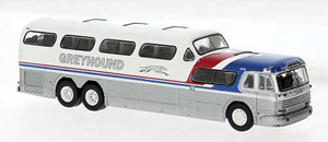 Brekina Automodelle 1954-1956 GMC PD-4501 Scenicruiser Bus, Assembled, Greyhound, HO Scale