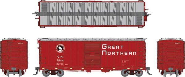 Rapido 40' 12-Panel Boxcar w/ Late Improved Dreadnaught Ends, Great Northern, HO Scale - Image 3