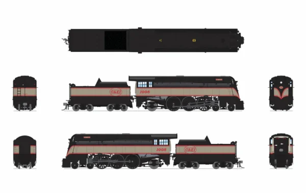 Broadway Limited Imports C&NW 4-6-2 C&EI #1008, "Dixie Flagler" Passenger Scheme, Fantasy Scheme, Paragon4 Sound/DC/DCC, HO - Image 3