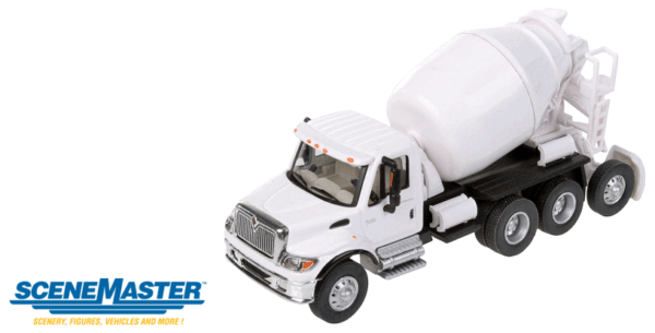 Walthers SceneMaster International(R) 7600 3-Axle Cement Mixer, Assembled, White, HO Scale - Image 2