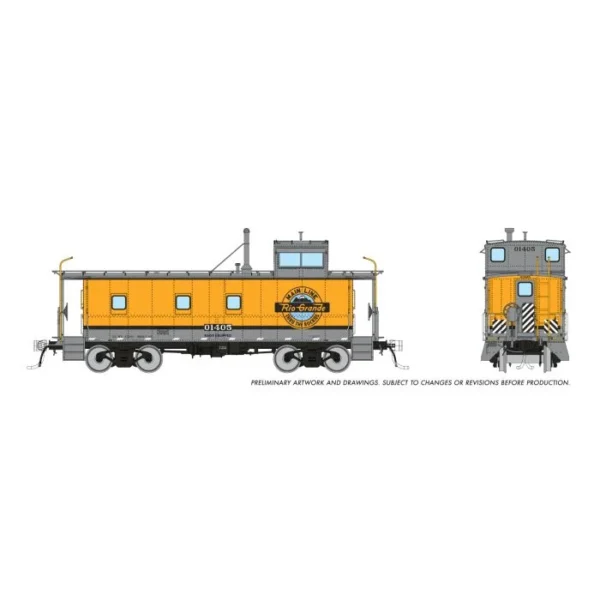 Rapido - D&RGW End Cupola Steel Caboose w/ Post-War Mods: Single Stripe Scheme #01405 - HO Scale - Image 2